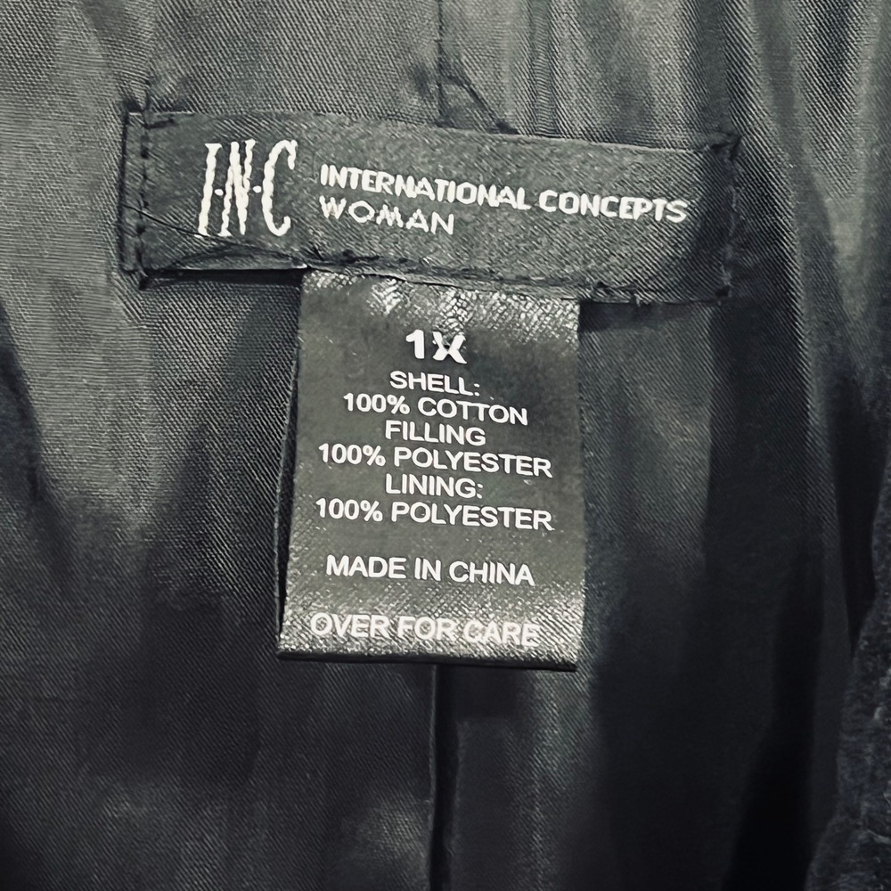INC International Concepts Black Quilted Velvet Pea Coat Jacket Womens 1X - Picture 10 of 11